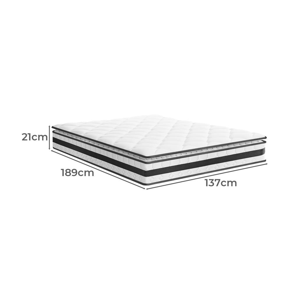 BEDRA BEDDING Double Mattress Pillow Top Cool Gel Foam Bonnell Spring 21cm-Mattresses-PEROZ Accessories