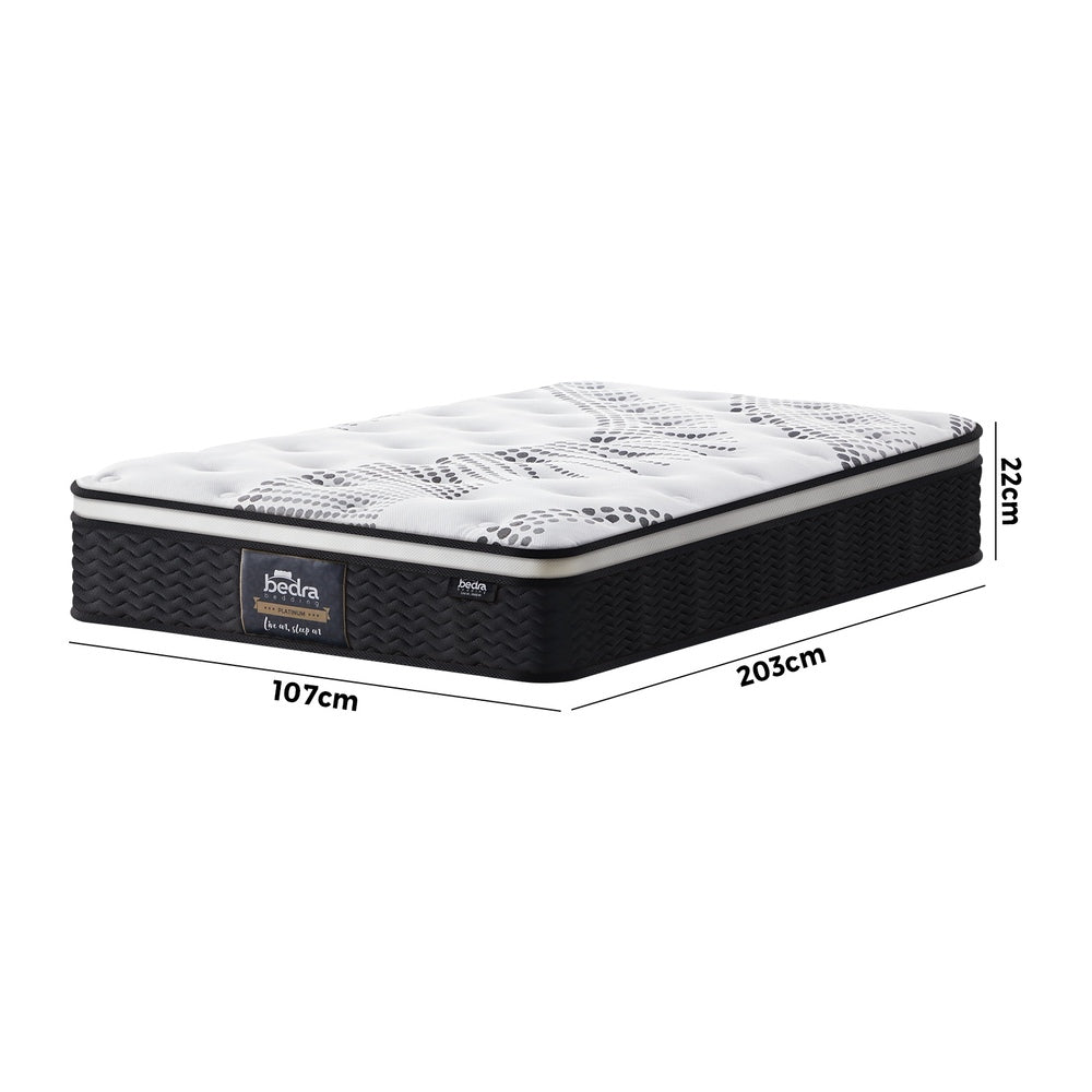 Bedra King Single Mattress Cool Gel Foam Euro Top Pocket Spring 22cm-Mattresses-PEROZ Accessories