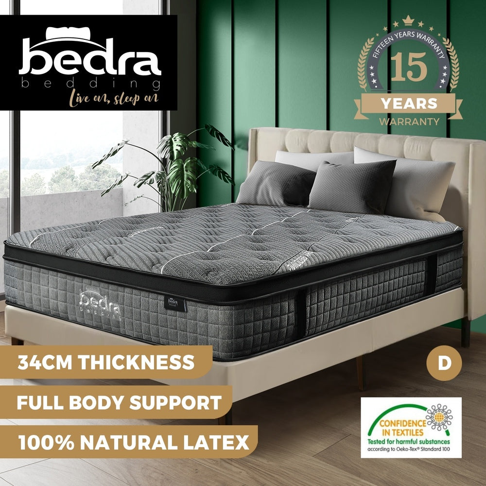 Bedra Double Mattress Breathable Spring Mattress Euro Top Latex Foam 34cm 7 zone-Mattresses-PEROZ Accessories