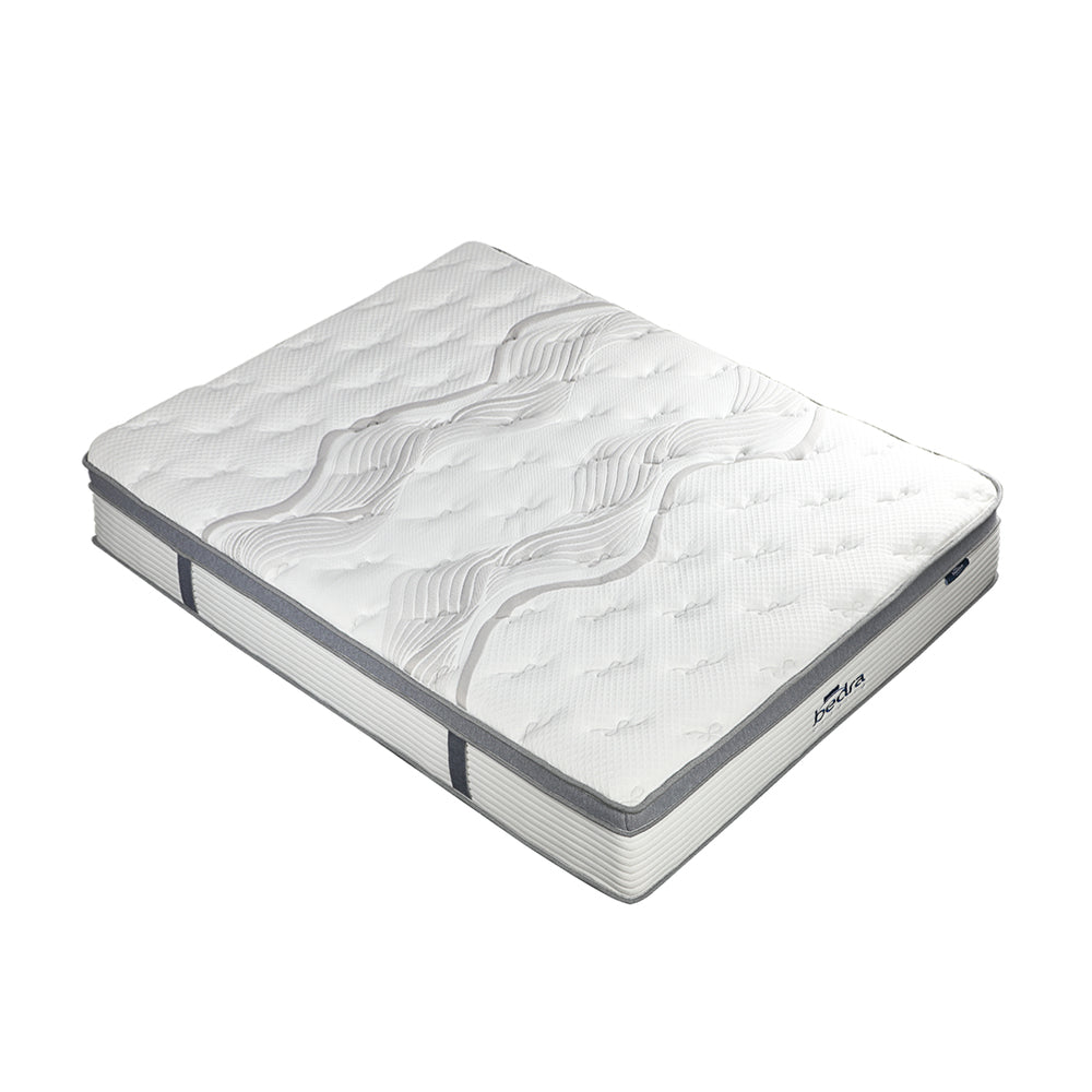 Double Mattress Euro Top Bed Mattress Pocket Spring Medium Firm 34cm 7Zone Bedra-Mattresses-PEROZ Accessories