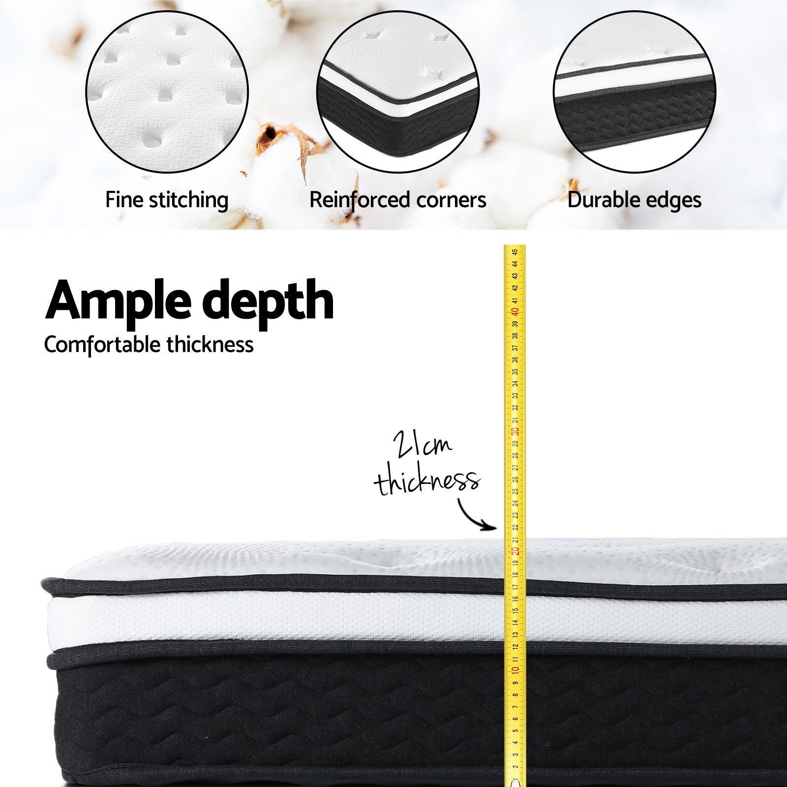 Giselle Bedding 21cm Mattress Euro Top Queen-Mattresses-PEROZ Accessories