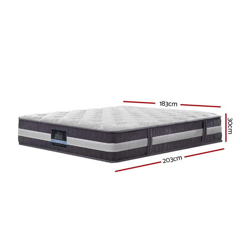 Giselle Bedding 30cm Mattress Pocket Spring King-Mattresses-PEROZ Accessories