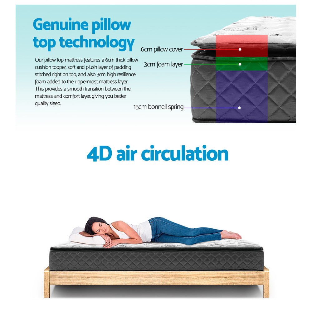 Giselle Bedding 24cm Mattress Pillow Top Double-Mattresses-PEROZ Accessories