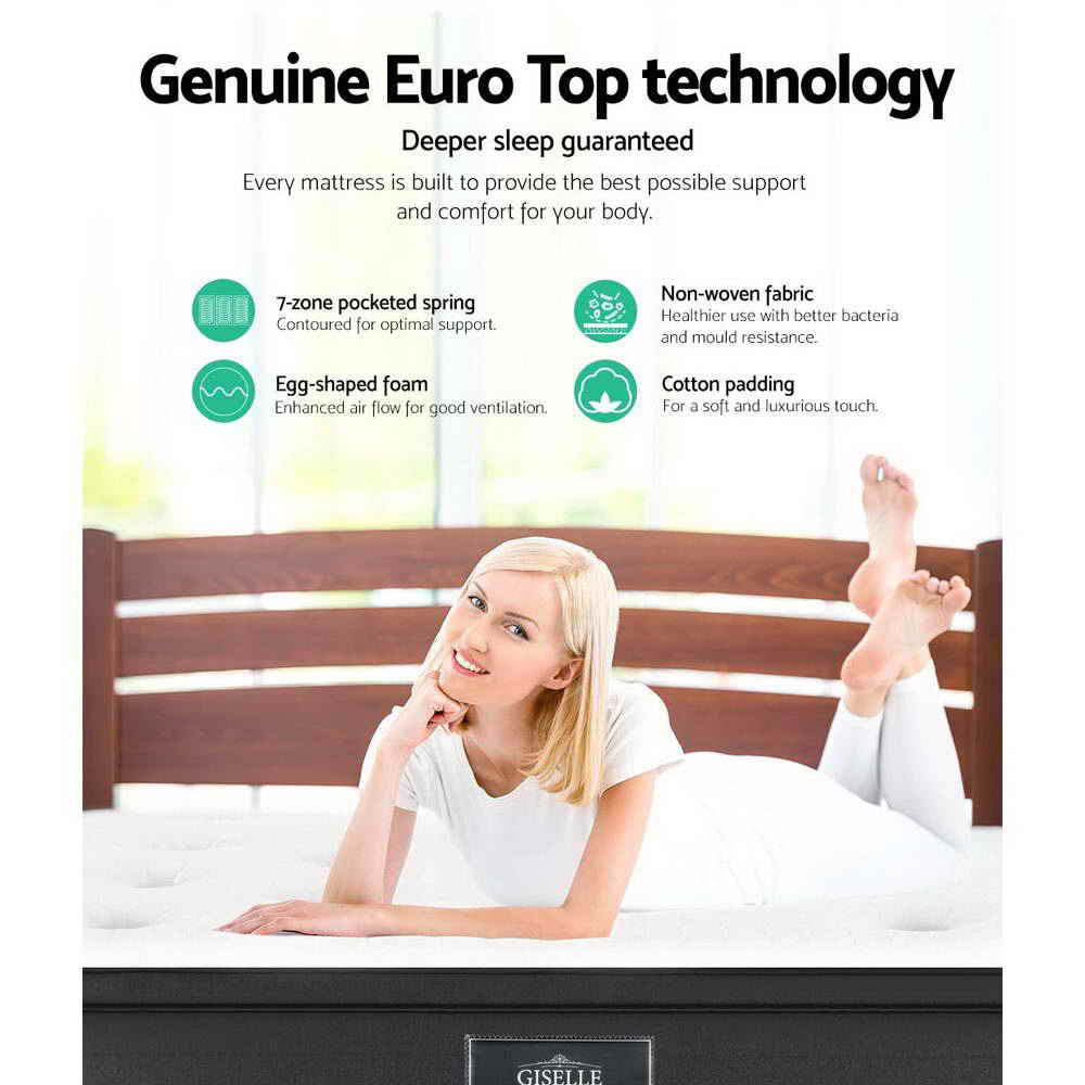 Giselle Bedding 34cm Mattress Euro Top Queen-Mattresses-PEROZ Accessories