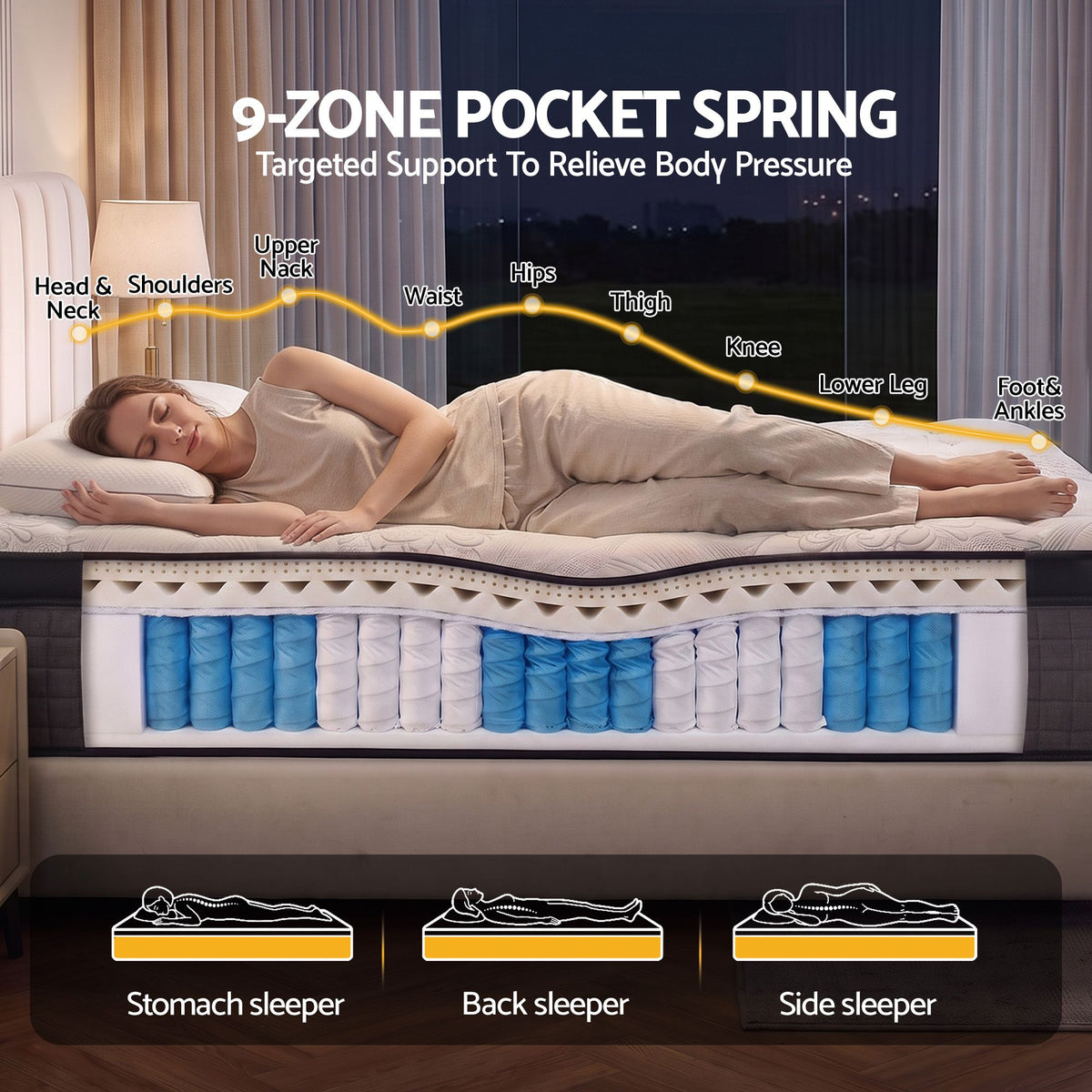 Giselle Bedding 34cm Mattress 9 Zone Latex Foam Queen-Mattresses-PEROZ Accessories
