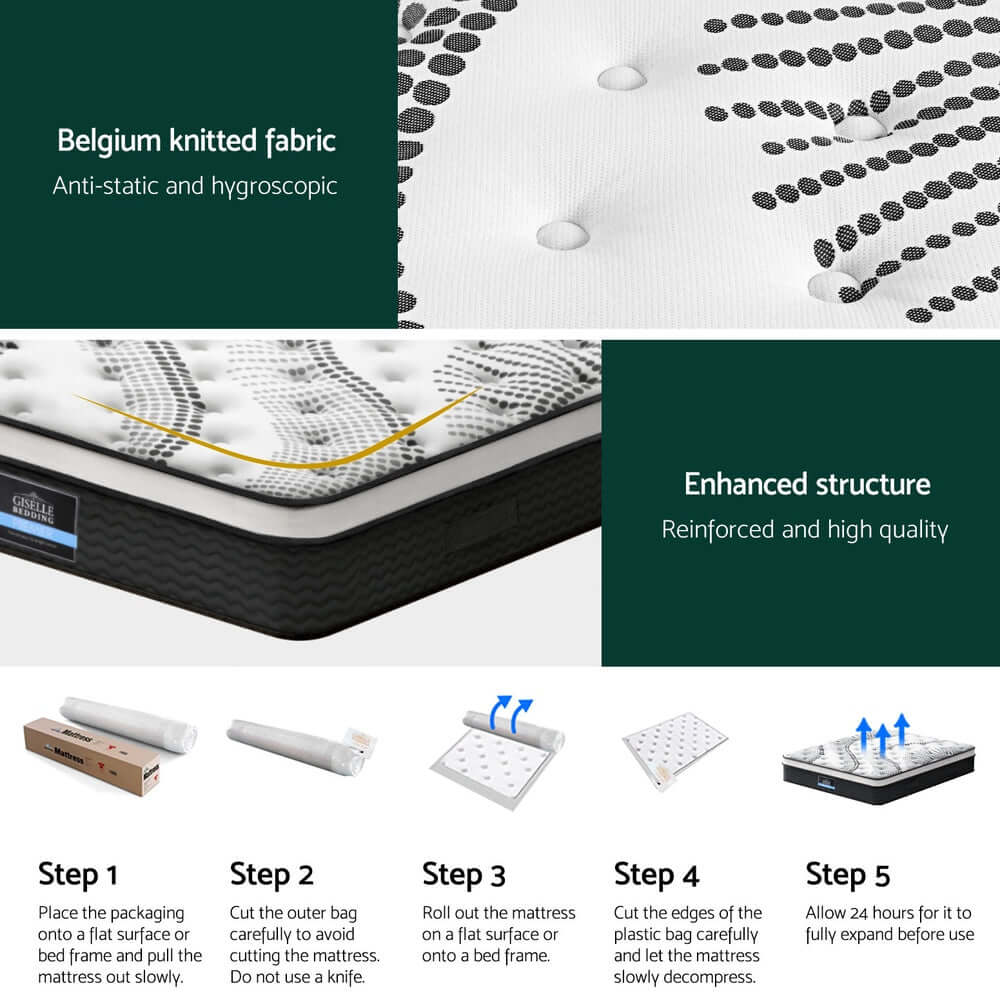 Giselle Bedding 32cm Mattress Euro Top Super King-Furniture > Mattresses > King Size Mattress-PEROZ Accessories