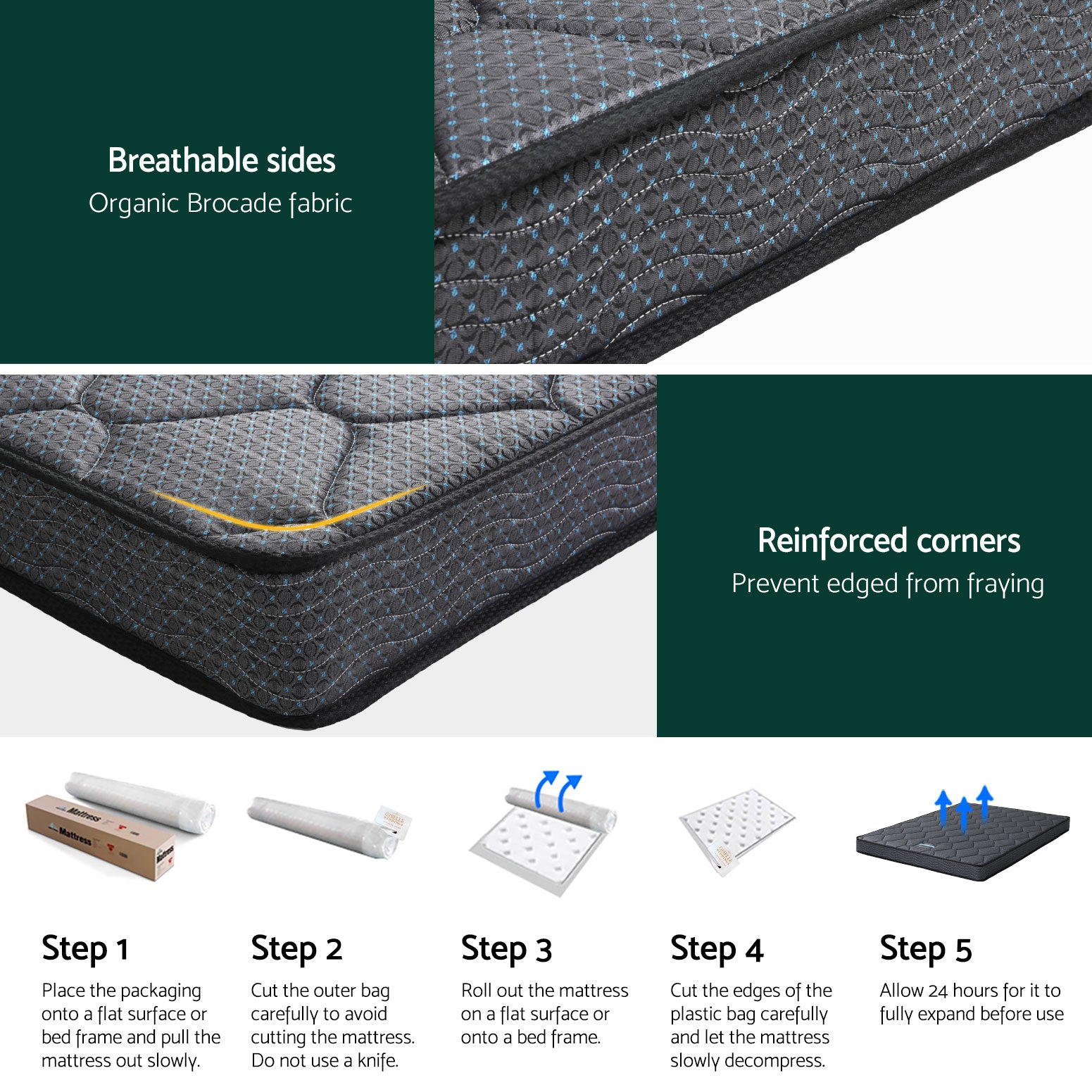 16cm Mattress Giselle Bonnell Spring Queen-Furniture > Mattresses > Queen Mattress-PEROZ Accessories
