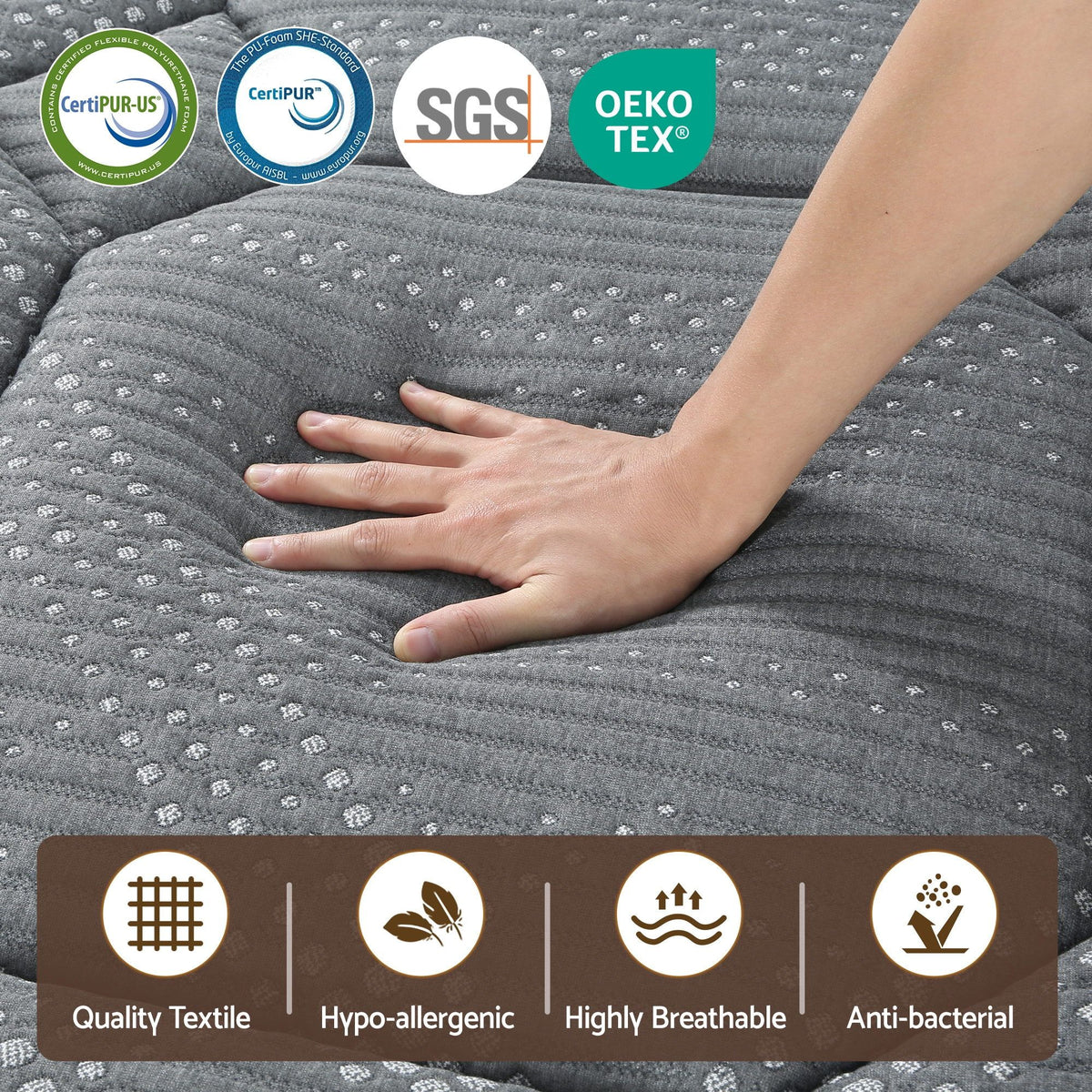 Giselle Mattress 35cm Hybrid Pocket Spring Euro Top Double-Furniture > Mattresses > Double Mattress-PEROZ Accessories