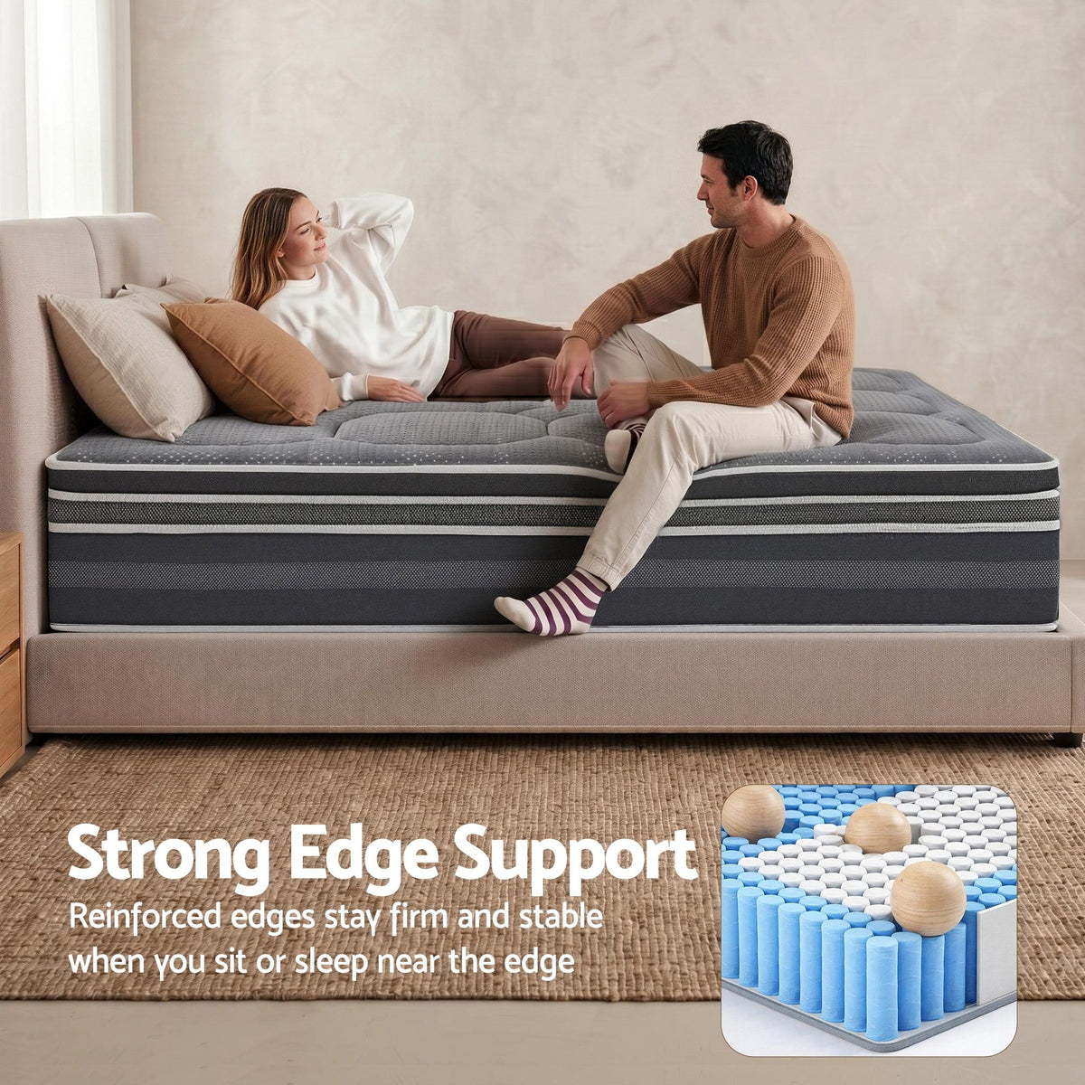 Giselle Mattress 35cm Hybrid Pocket Spring Euro Top Double-Furniture > Mattresses > Double Mattress-PEROZ Accessories