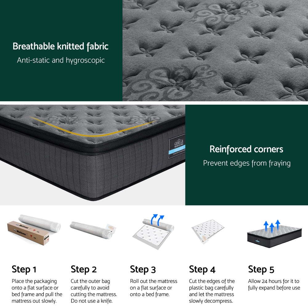 Bed Mattress Giselle 34cm King Single-Furniture > Mattresses > King Single Mattress-PEROZ Accessories