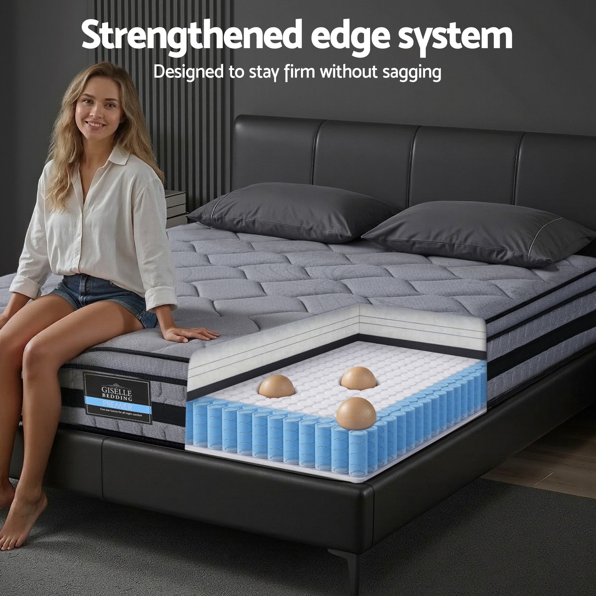 Giselle Bedding 34cm King Mattress Hybrid, Pocket Spring Bed Mattress-Furniture > Mattresses > King Size Mattress-PEROZ Accessories