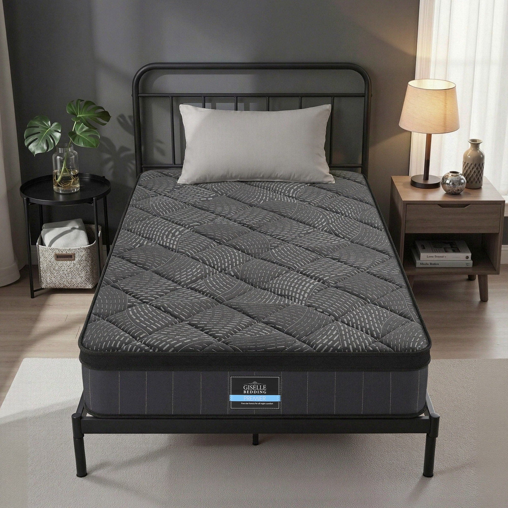 Giselle Bedding King Single Mattress 25cm Pocket Spring Latex Euro Top Medium Firm Bed-Furniture > Mattresses > King Single Mattress-PEROZ Accessories