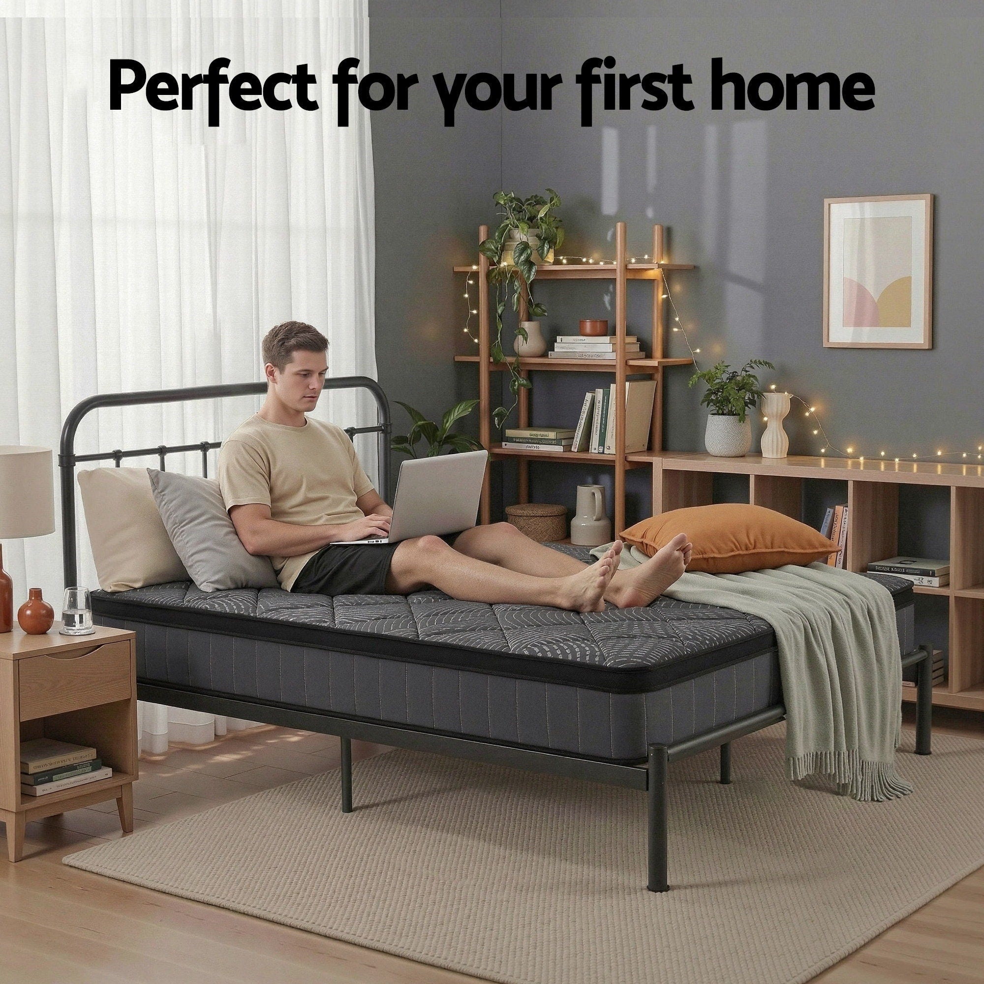 Giselle Bedding King Single Mattress 25cm Pocket Spring Latex Euro Top Medium Firm Bed-Furniture > Mattresses > King Single Mattress-PEROZ Accessories