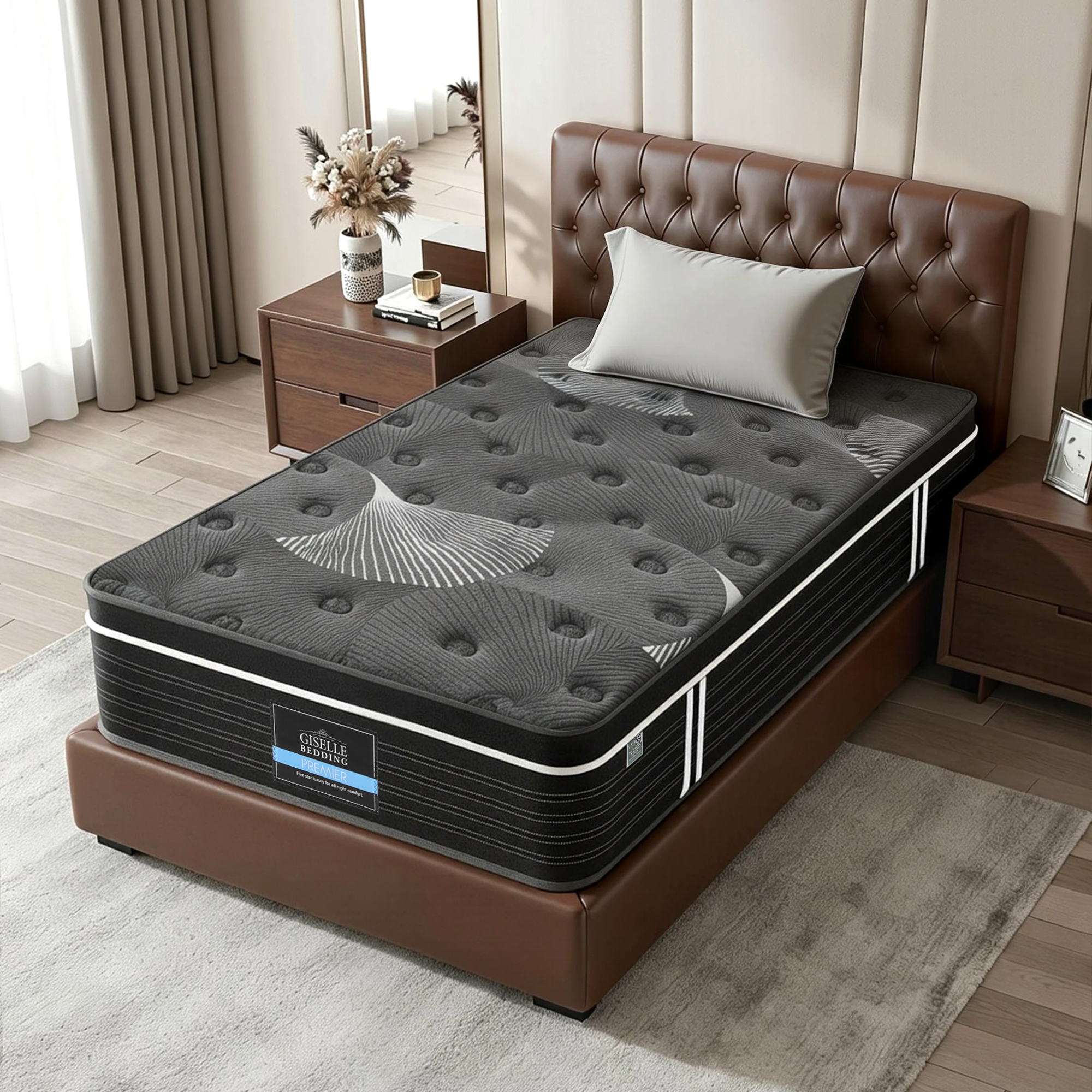 Giselle Bedding 35cm Mattress Graphene Memory Foam Medium Firm Euro Top Mattresses King Single-Furniture > Mattresses > King Single Mattress-PEROZ Accessories