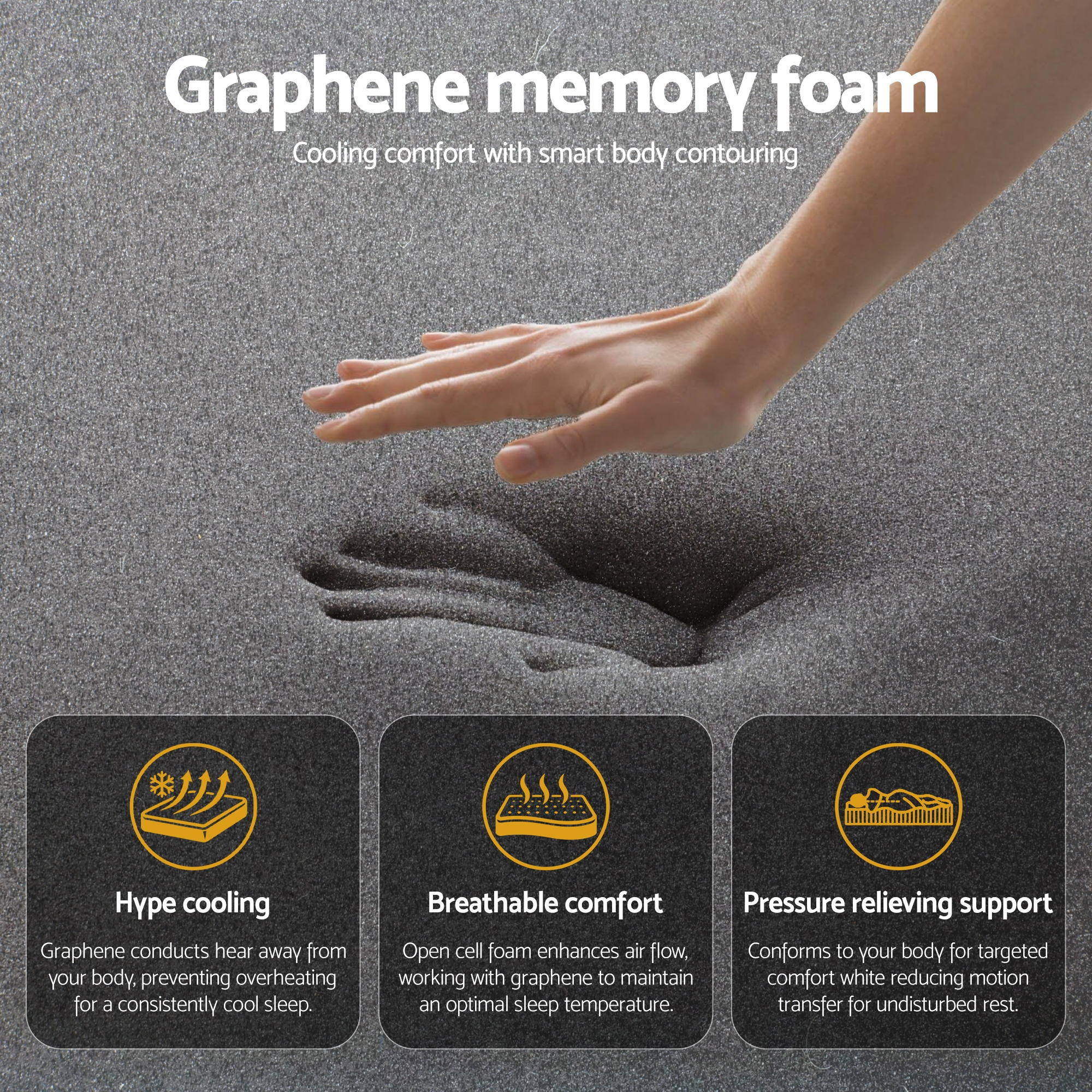 Giselle Bedding 35cm Mattress Graphene Memory Foam Medium Firm Euro Top Mattresses King Single-Furniture > Mattresses > King Single Mattress-PEROZ Accessories