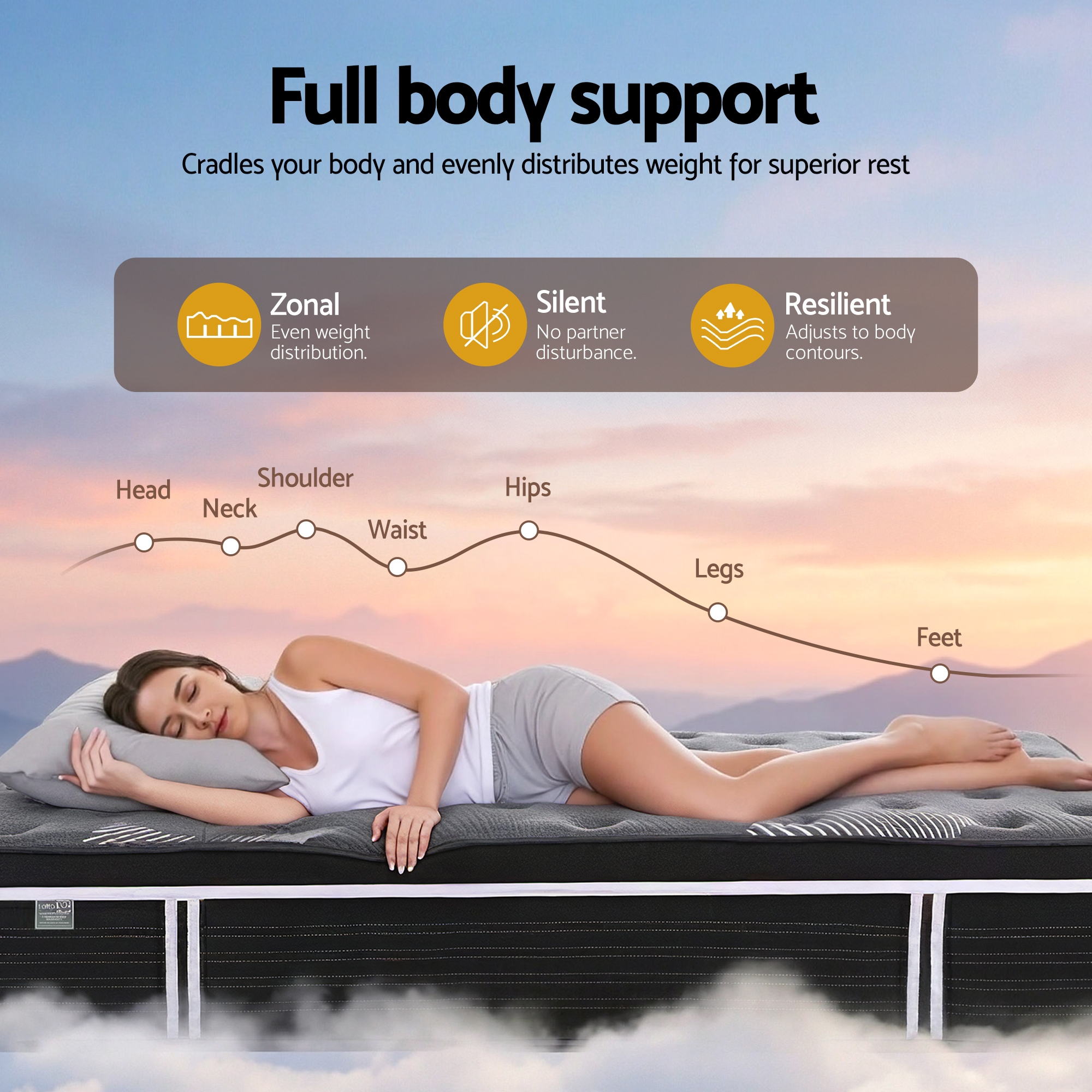 Giselle Bedding 35cm Mattress Graphene Memory Foam Medium Firm Euro Top Mattresses King Single-Furniture > Mattresses > King Single Mattress-PEROZ Accessories