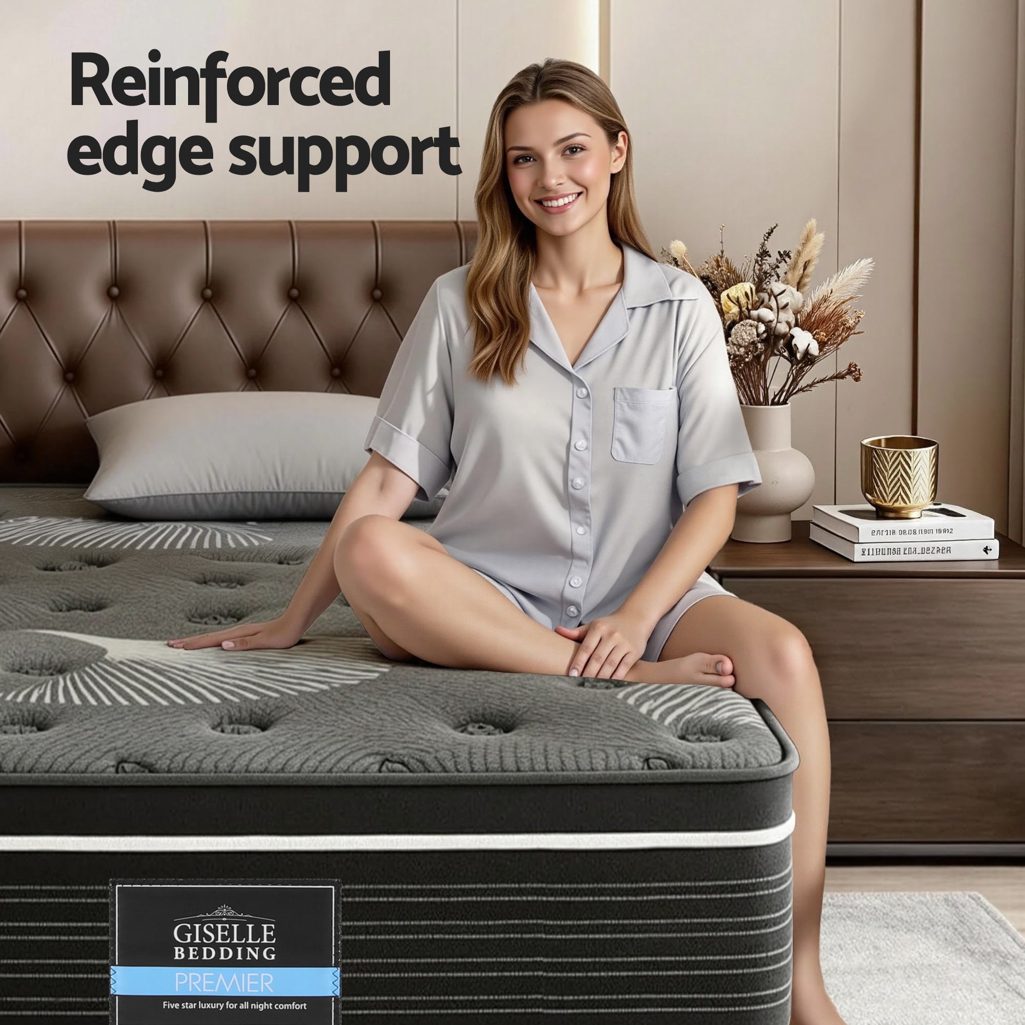 Giselle Bedding 35cm Mattress Graphene Memory Foam Medium Firm Euro Top Mattresses King Single-Furniture > Mattresses > King Single Mattress-PEROZ Accessories