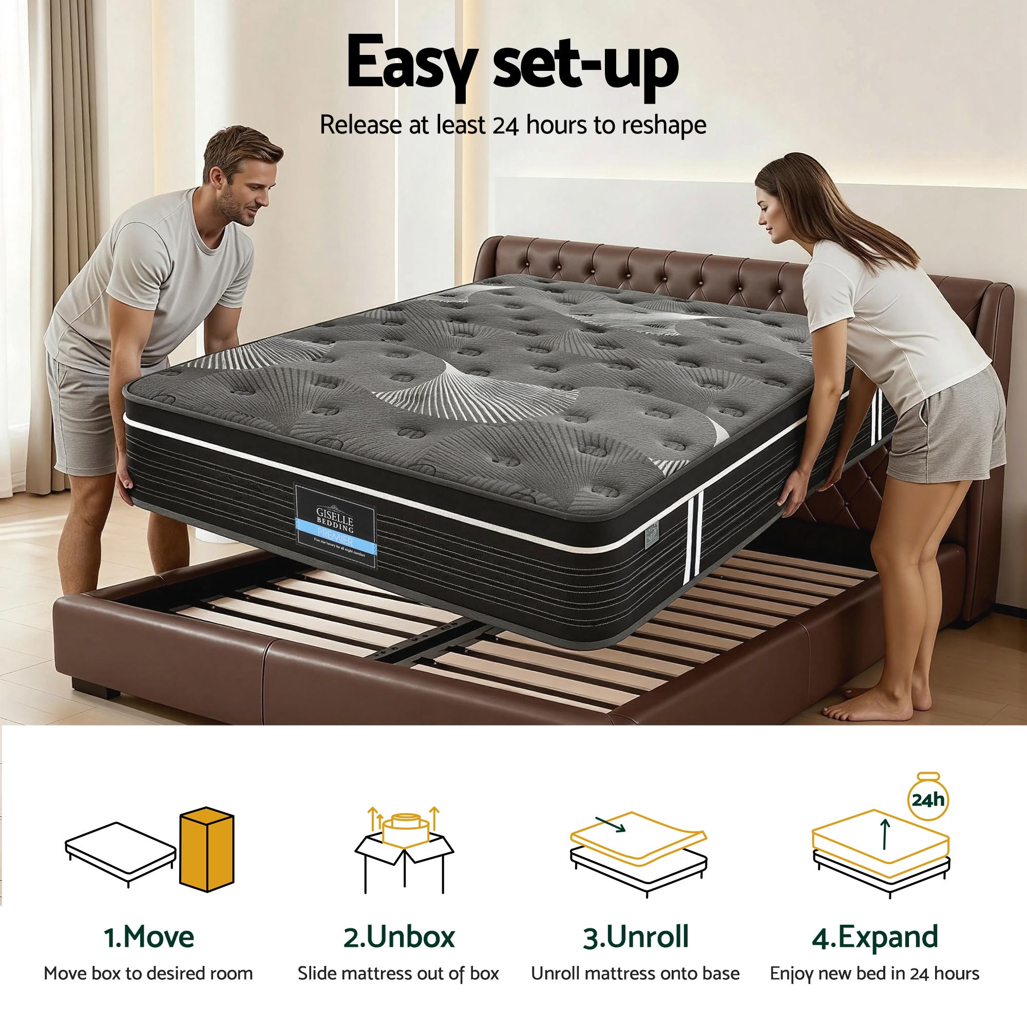 Giselle Bedding 35cm Mattress Graphene Memory Foam Medium Firm Euro Top Mattresses Queen-Furniture > Mattresses > Queen Mattress-PEROZ Accessories