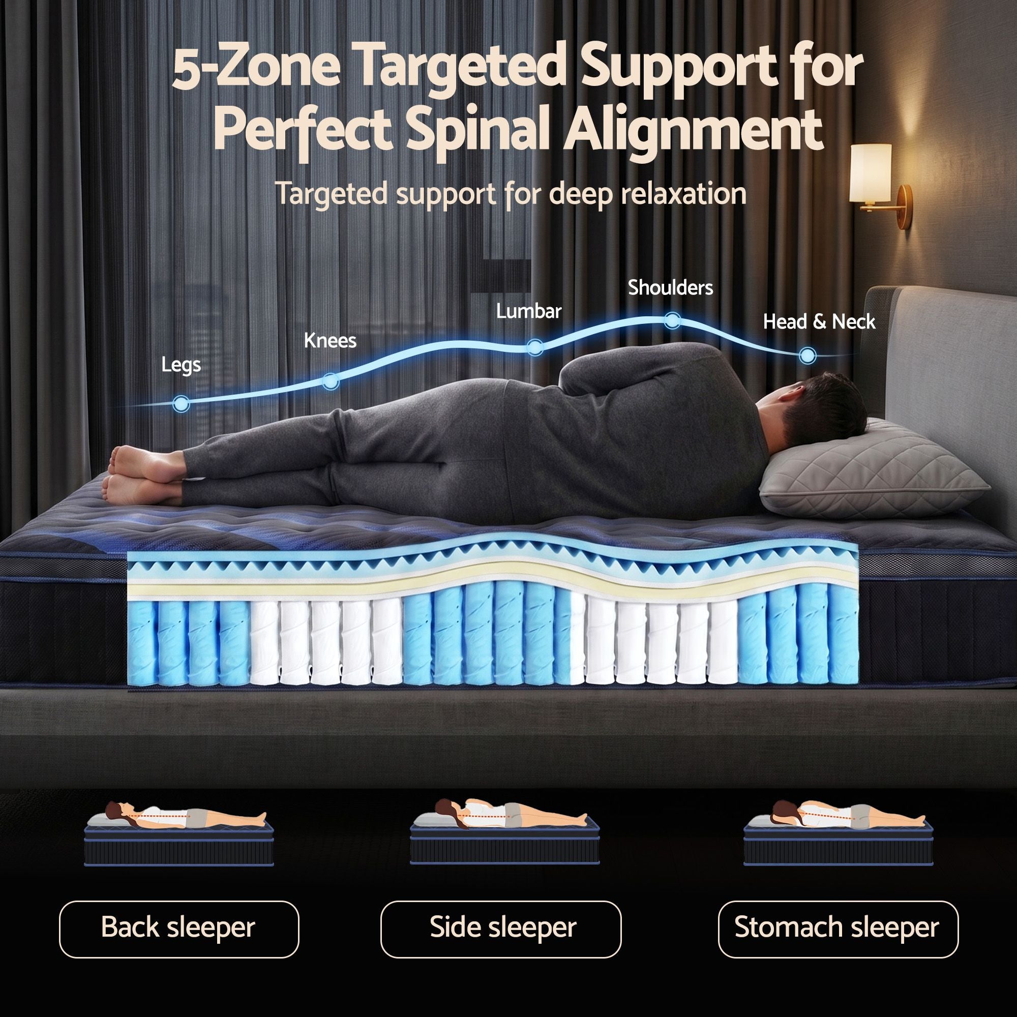 Giselle 34cm King Single Hybrid Mattress with Cooling Gel Memory Foam and Edge Support