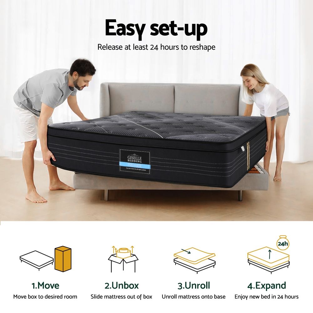 35cm Giselle Mattress Queen Bed Bamboo Pocket Firm Foam-Furniture > Mattresses > Queen Mattress-PEROZ Accessories