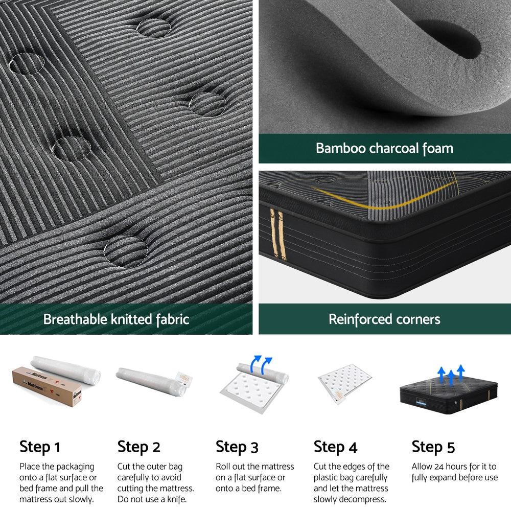 35cm Giselle Mattress Queen Bed Bamboo Pocket Firm Foam-Furniture > Mattresses > Queen Mattress-PEROZ Accessories