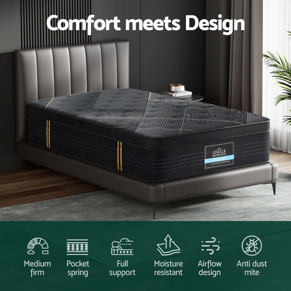 35cm Giselle Mattress Single Bed Bamboo Pocket Firm Foam-Furniture > Mattresses > Single Mattress-PEROZ Accessories