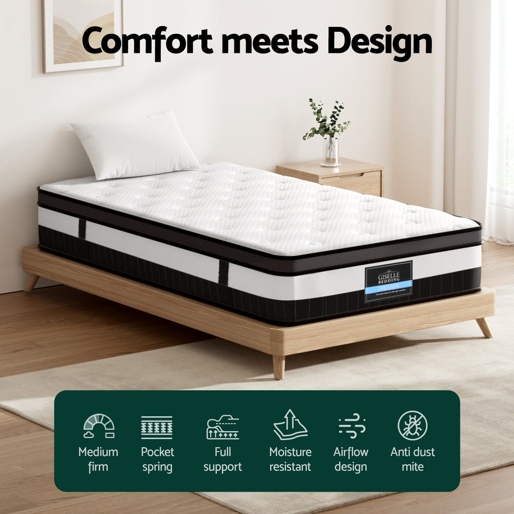 30cm Giselle Mattress Single Size-Furniture > Mattresses > Single Mattress-PEROZ Accessories