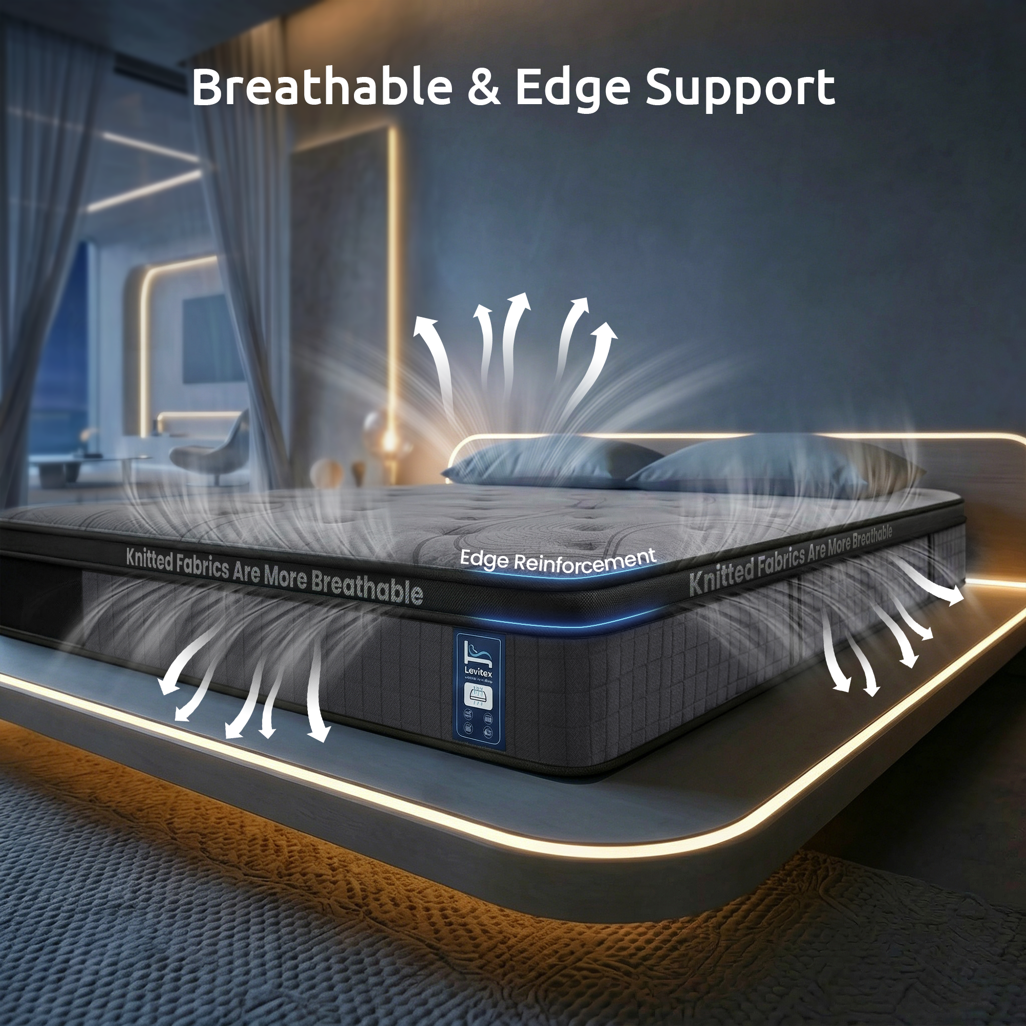 Levitex 33 cm Mattress 8.0 Extra Firm 7-Zone Pocket Spring Mattress with Dual-Row Edge Support & Breathable Knit Cover Queen-Furniture > Mattresses > Queen Mattress-PEROZ Accessories