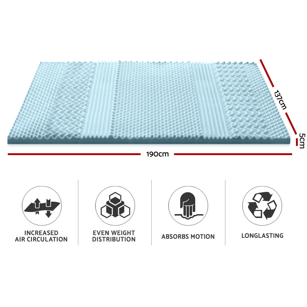 Giselle Bedding Memory Foam Mattress Topper 7-Zone 5cm Double-Furniture > Mattresses > Mattress Toppers-PEROZ Accessories