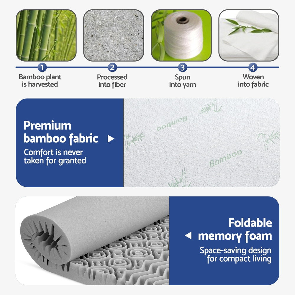 Giselle Bedding 8cm Memory Foam Mattress Topper 7-Zone Graphite King-Furniture > Mattresses > Mattress Toppers-PEROZ Accessories