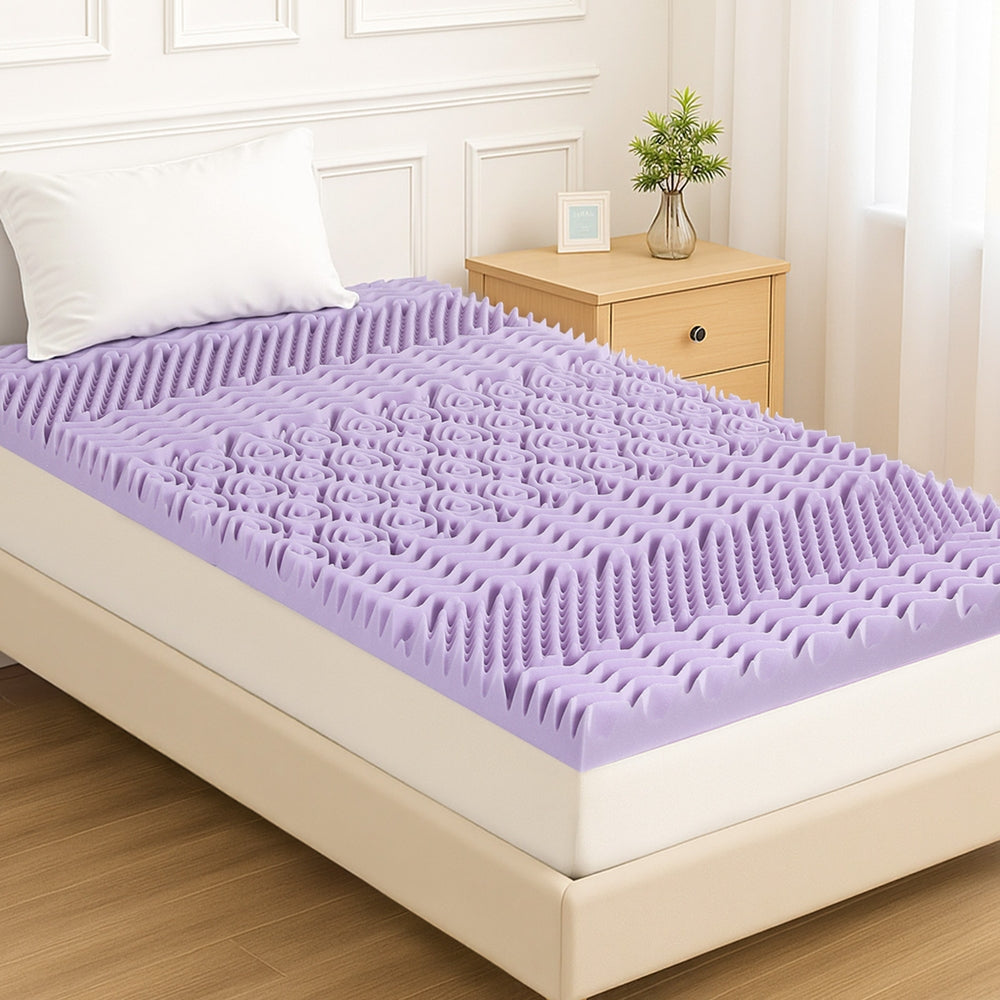 Giselle 8cm Memory Foam Mattress Topper Lavender Infused Bamboo Cover 7-Zone King Single-Furniture > Mattresses > Mattress Toppers-PEROZ Accessories