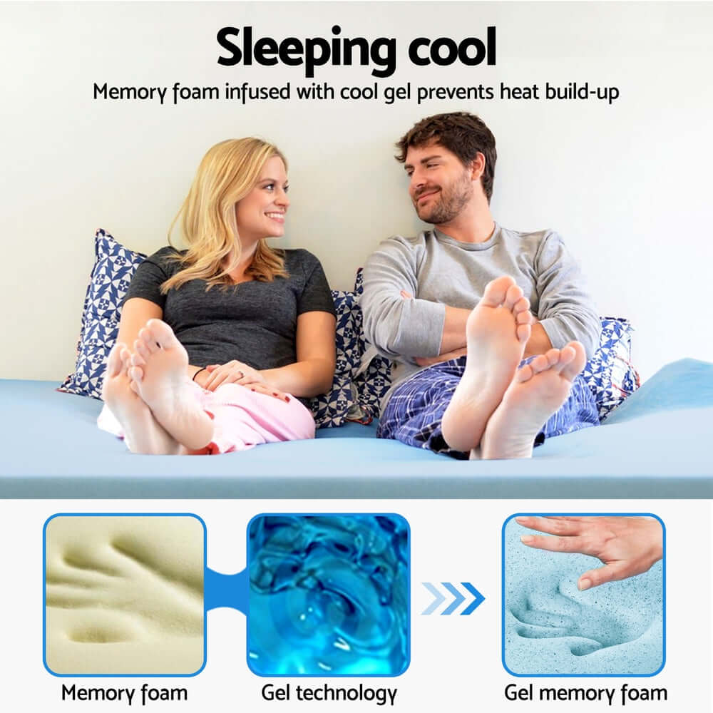 Giselle Bedding Memory Foam Mattress Topper Cool Gel 5cm King Single-Furniture > Mattresses > Mattress Toppers-PEROZ Accessories