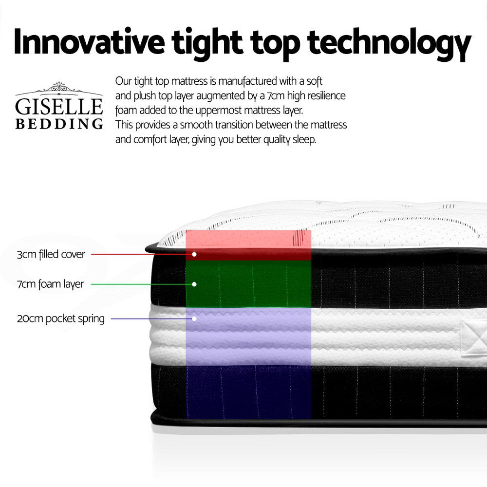 Giselle Bedding 30cm Mattress Medium Firm Queen-Mattresses-PEROZ Accessories