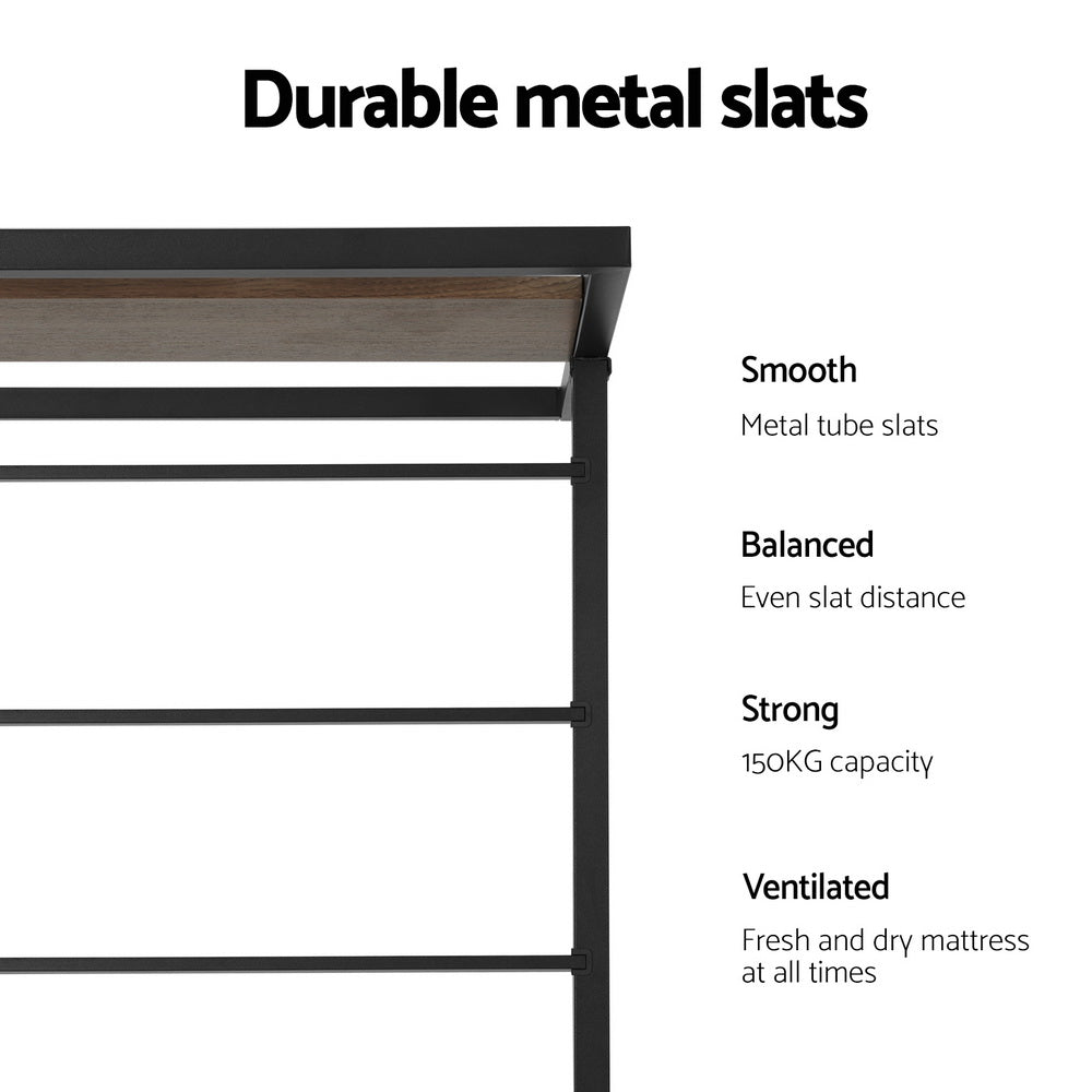 Artiss Bed Frame 2x Single Size Metal Trundle Daybed DEAN-Furniture > Bedroom-PEROZ Accessories