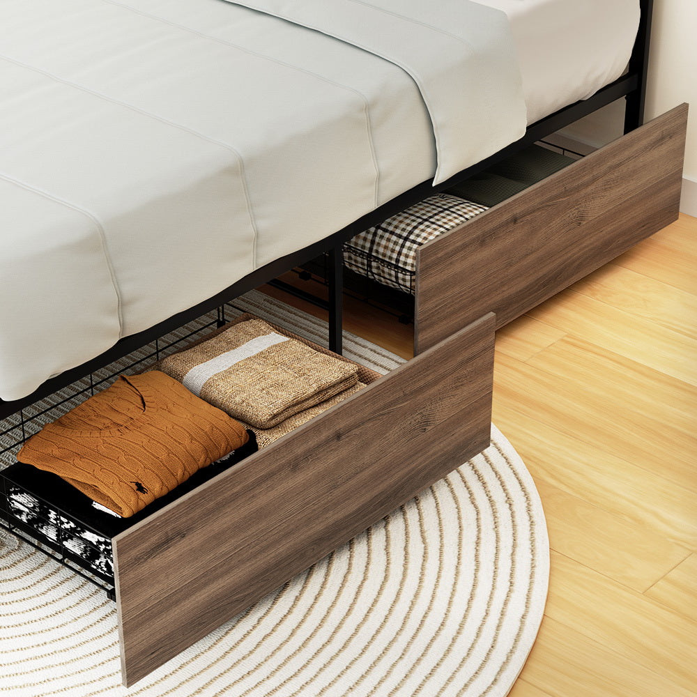 Artiss 2x Bed Frame Storage Drawers Trundle Black-Furniture > Bedroom-PEROZ Accessories