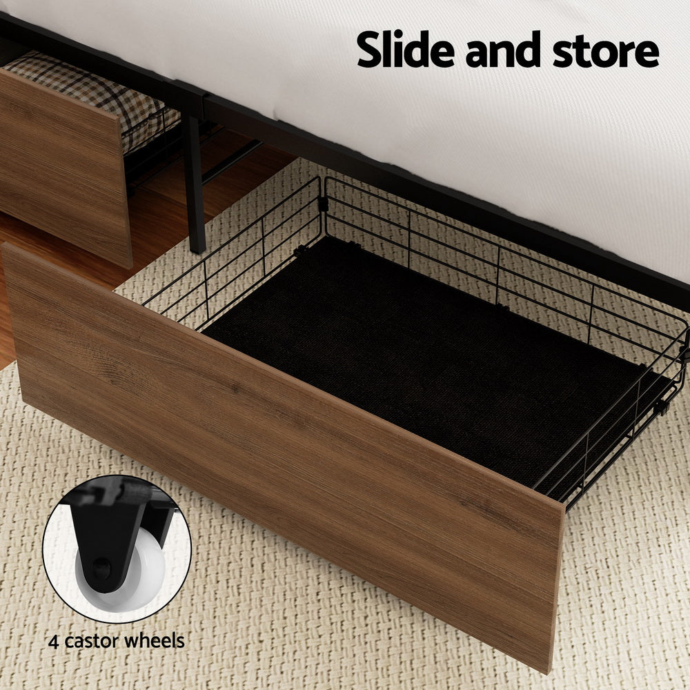 Artiss 2x Bed Frame Storage Drawers Trundle Black-Furniture > Bedroom-PEROZ Accessories