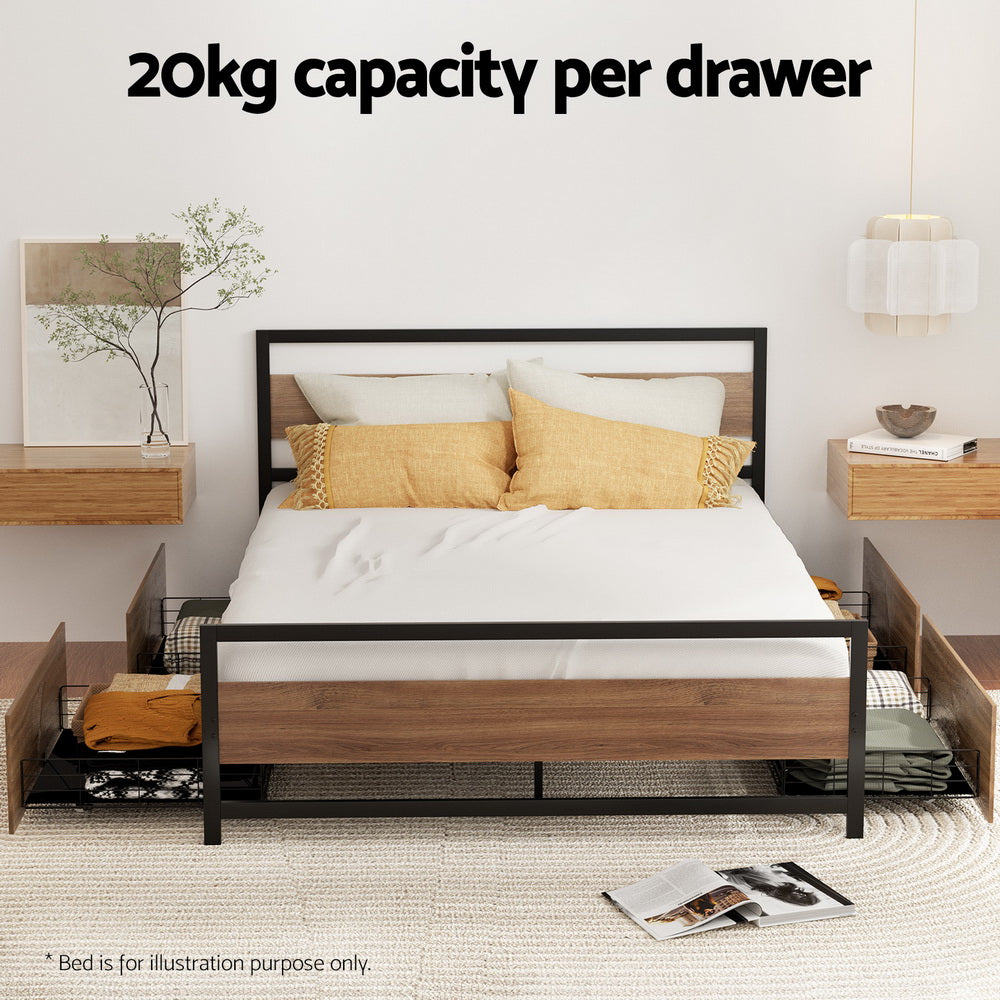 Artiss 2x Bed Frame Storage Drawers Trundle Black-Furniture > Bedroom-PEROZ Accessories