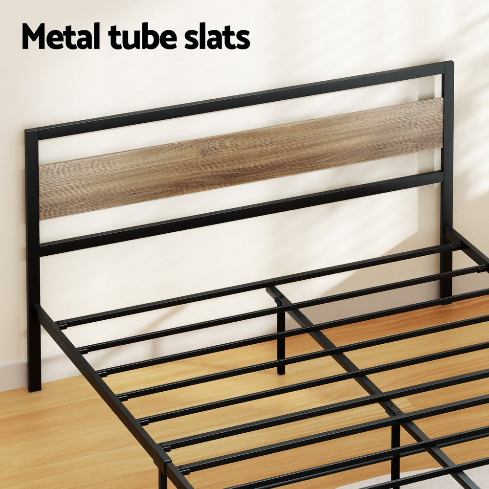 Artiss Bed Frame Double Size Metal Base Mattress Platform Foundation Black DREW-Furniture > Bedroom-PEROZ Accessories