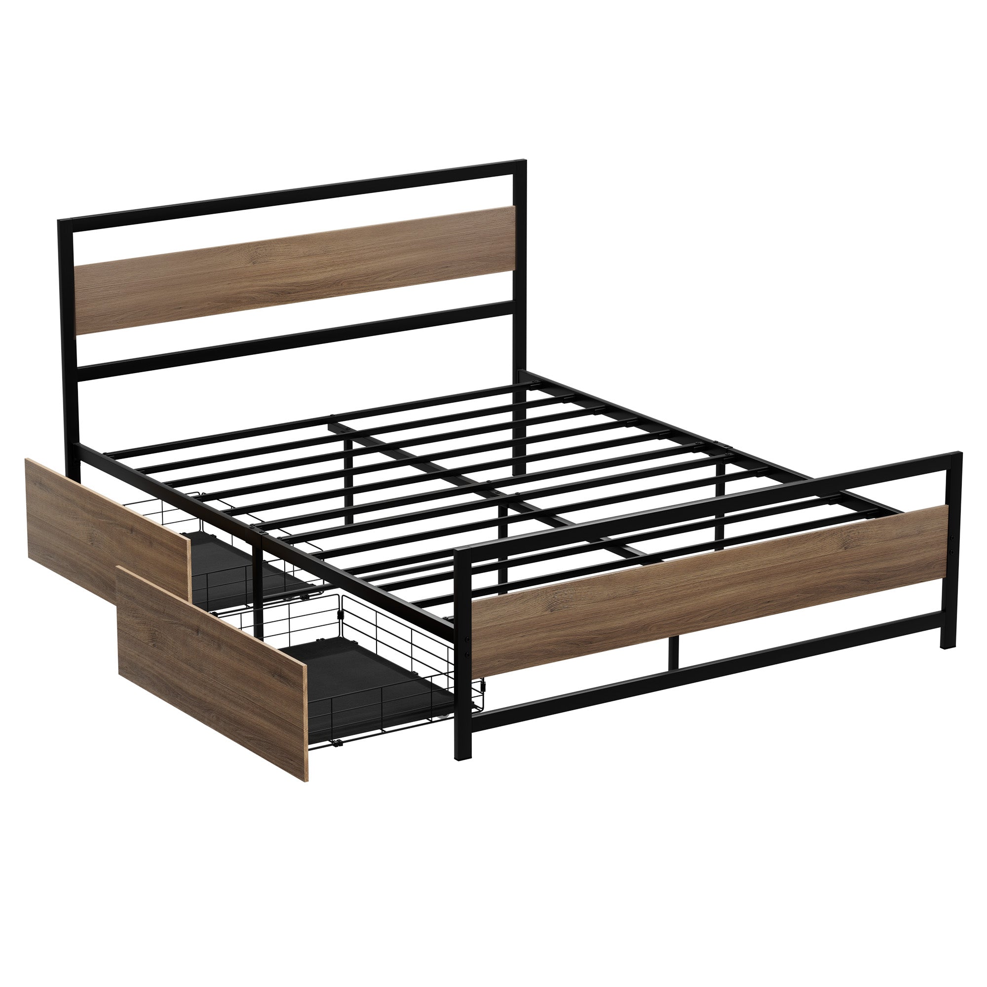 Artiss Bed Frame Queen Size Metal Frame with 2 Drawers DREW-Furniture > Bedroom > Beds & Bed Frames-PEROZ Accessories