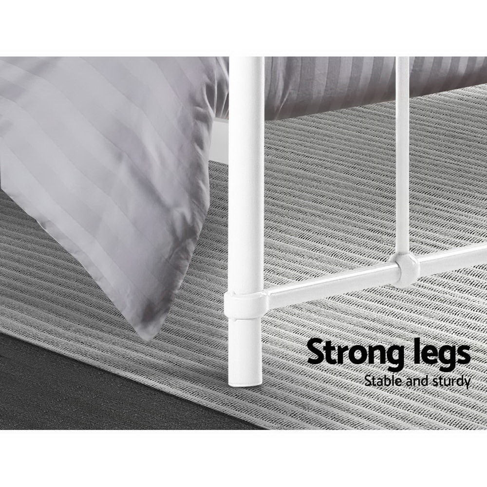 Artiss Bed Frame Metal Frames LEO - Double (White)-Furniture > Bedroom-PEROZ Accessories