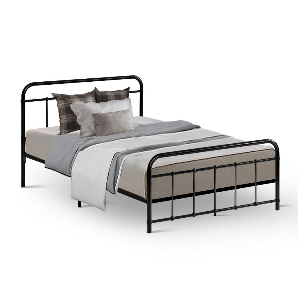 Artiss Bed Frame Metal Frames LEO - King Single(Black)-Furniture > Bedroom-PEROZ Accessories