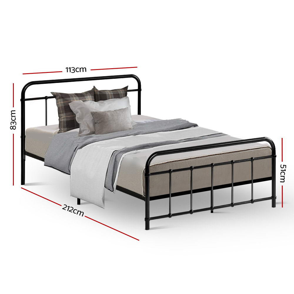 Artiss Bed Frame Metal Frames LEO - King Single(Black)-Furniture > Bedroom-PEROZ Accessories