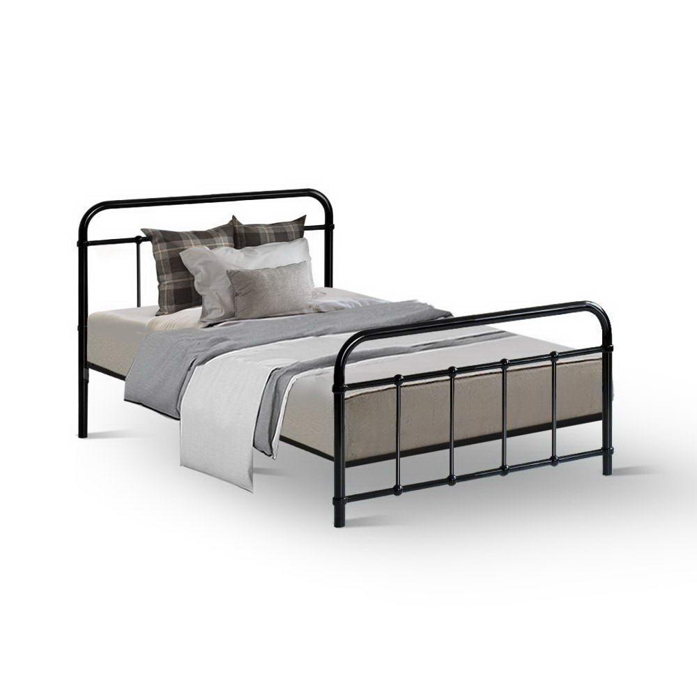 Artiss Bed Frame Metal Frames LEO - Single (Black)-Furniture > Bedroom-PEROZ Accessories