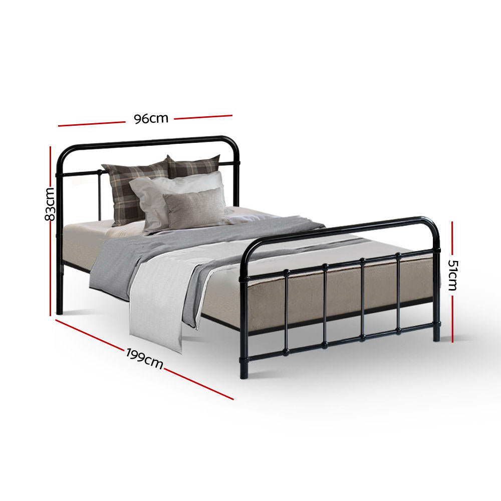 Artiss Bed Frame Metal Frames LEO - Single (Black)-Furniture > Bedroom-PEROZ Accessories