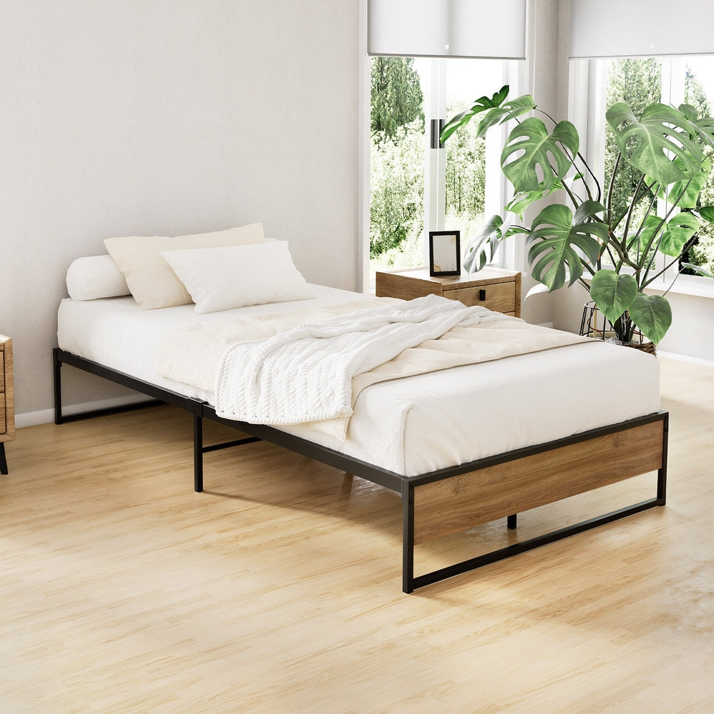 Artiss Bed Frame Metal Frame Bed Base OSLO - King Single-Furniture > Bedroom-PEROZ Accessories