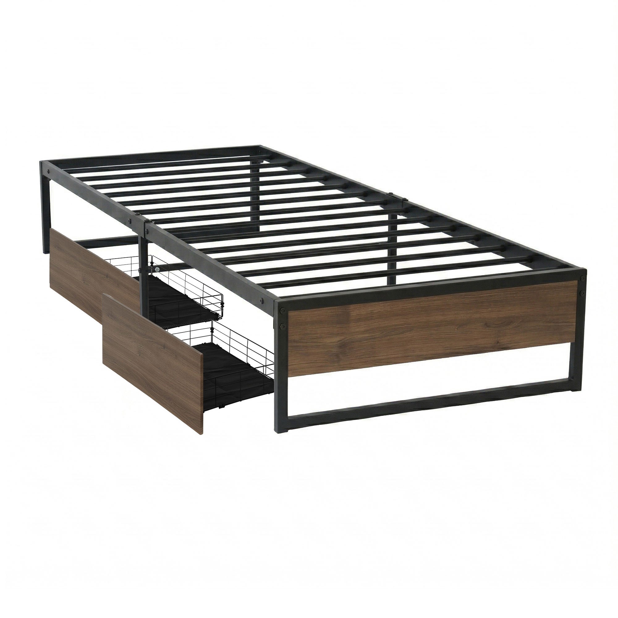 Artiss Bed Frame Metal Frame Single Bed Base 2 Drawers OSLO-Furniture > Bedroom > Beds & Bed Frames-PEROZ Accessories