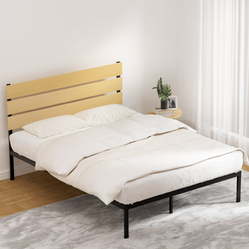 Artiss Bed Frame Queen Size Metal Base Mattress Platform Foundation Black PAULA-Furniture > Bedroom-PEROZ Accessories