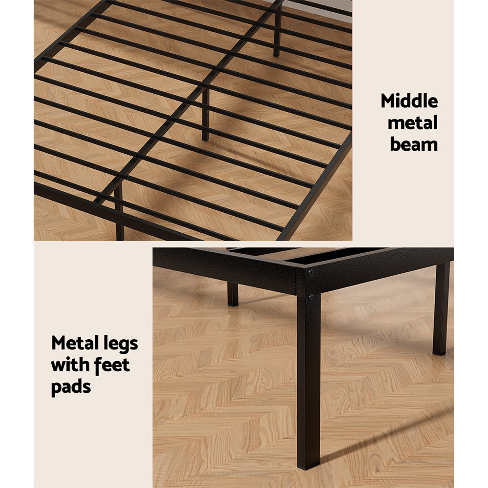 Artiss Bed Frame Queen Size Metal Base Mattress Platform Foundation Black PAULA-Furniture > Bedroom-PEROZ Accessories