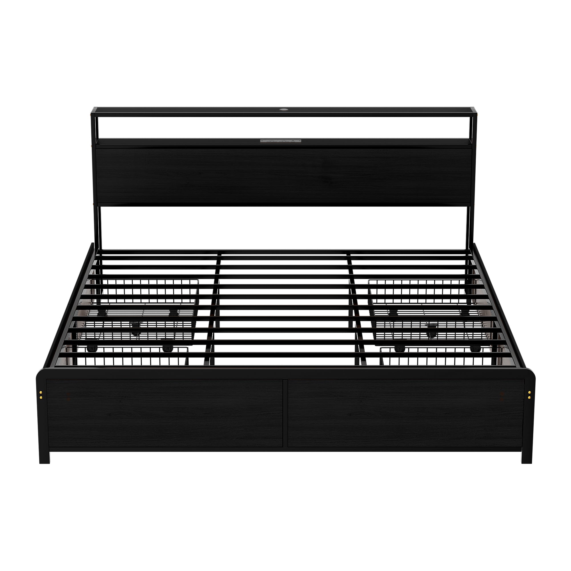 Artiss Metal Bed Frame King Size Storage Headboard Charge Station LED 4 Drawers-Furniture > Bedroom > Beds & Bed Frames-PEROZ Accessories