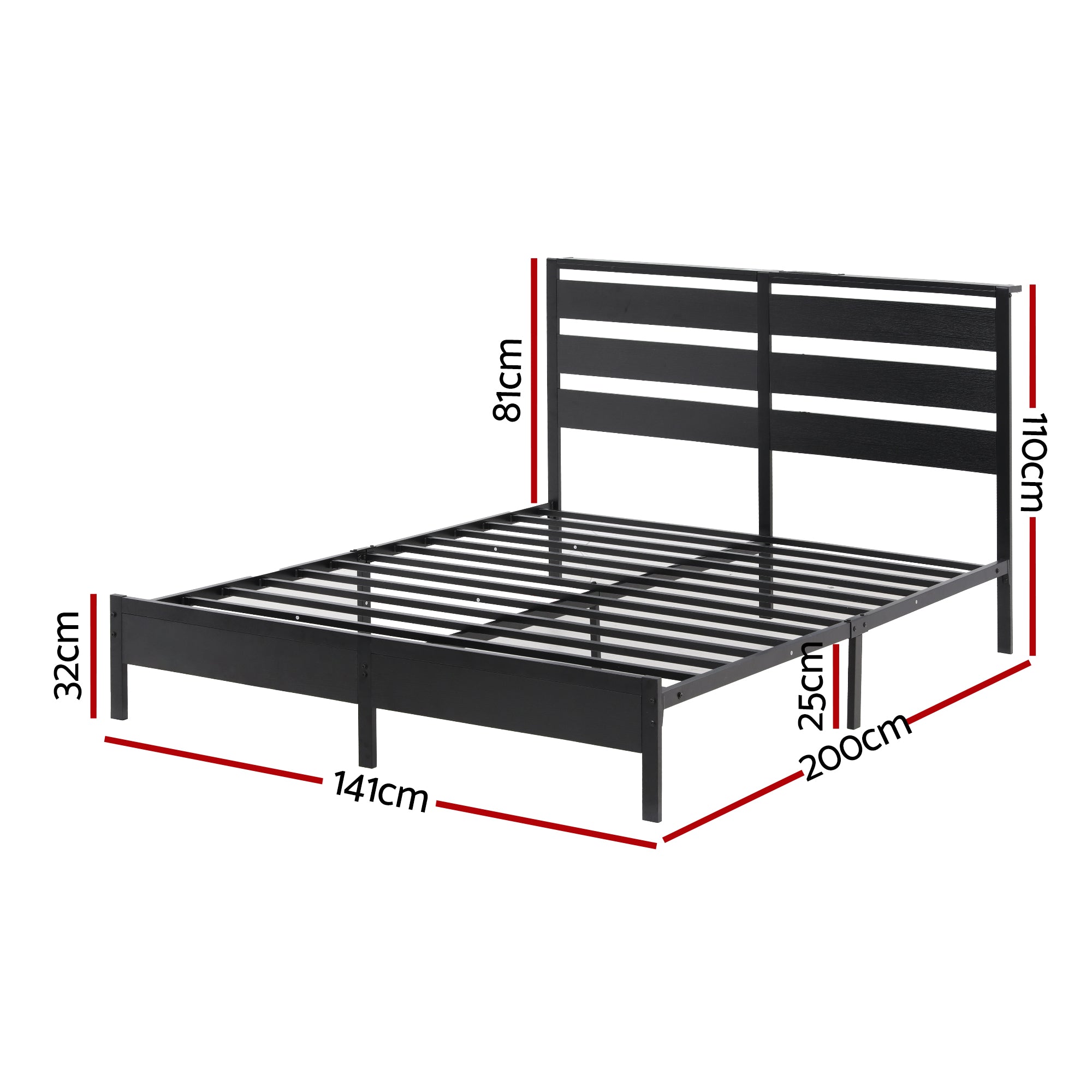 Artiss Bed Frame Double Size LED Metal Bed Base with Charging Station-Furniture > Bedroom > Beds & Bed Frames-PEROZ Accessories